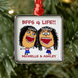 Best Friends BFFS or Sisters Cartoon CUSTOM Metalen Ornament