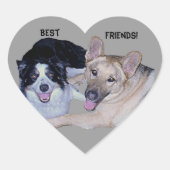 Best Friends Border Collie & German Shepherd Hart Sticker (Voorkant)