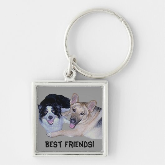 Best Friends Border Collie & German Shepherd Sleutelhanger (Voorkant)
