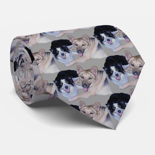 Best Friends Border Collie & German Shepherd Stropdas (Opgerold)