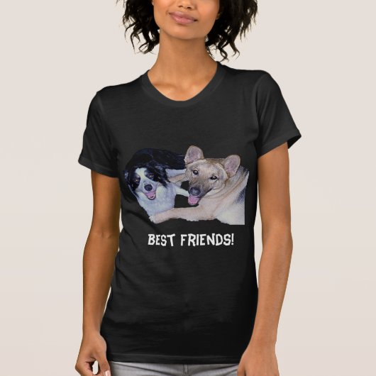 Best Friends Border Collie & German Shepherd T-shirt (Voorkant)