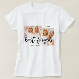 Best Friends | Casual Script and Two Photo Grid T-shirt