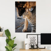 Best Friends - Cat & German Shepherd Print (Thuiskantoor)