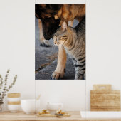 Best Friends - Cat & German Shepherd Print (Keuken)