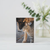 Best Friends - Cat & German Shepherd Visitekaartje (Staand voorkant)