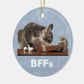 Best Friends Cat & Mouse Sharing Food Bowl Keramisch Ornament (Links)