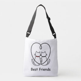 Best Friends Cats Heart Tail Crossbody Tas
