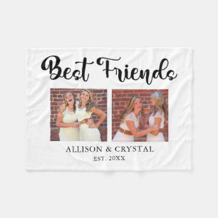 Best Friends Collage 2 foto's BFF Lettering Script Fleece Deken