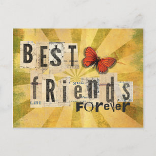 Best Friends Collage Word Cutout  Butterfly Briefkaart