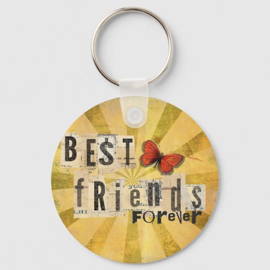 Best Friends Collage Word Cutout  Butterfly Sleutelhanger (Voorkant)