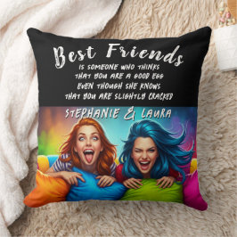 Best Friends Colorful Hair With Funny Quote Kussen