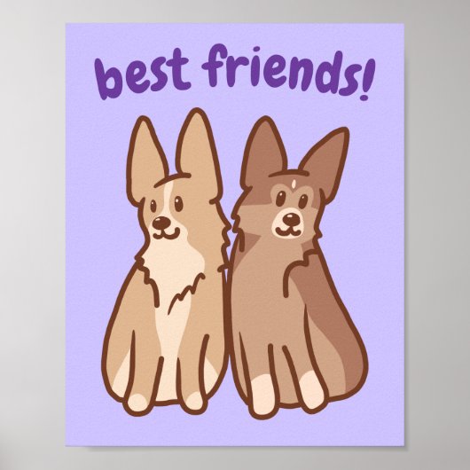 "Best Friends" Corgi Friendship Poster (Voorkant)