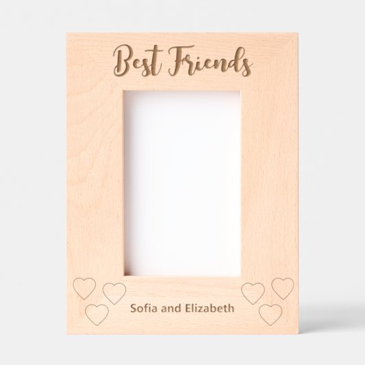 Best Friends Cursive Script Hearts Names Portrait Gegraveerde Lijstjes (Voorkant)
