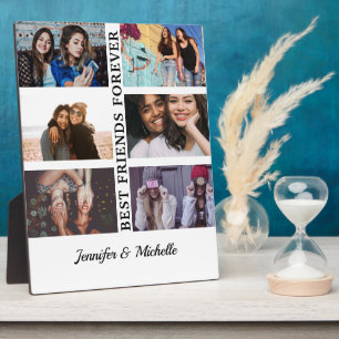 Best Friends custom names en 6 foto collage bff Fotoplaat