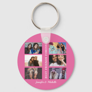 Best Friends custom names en 6 foto collage bff  Sleutelhanger