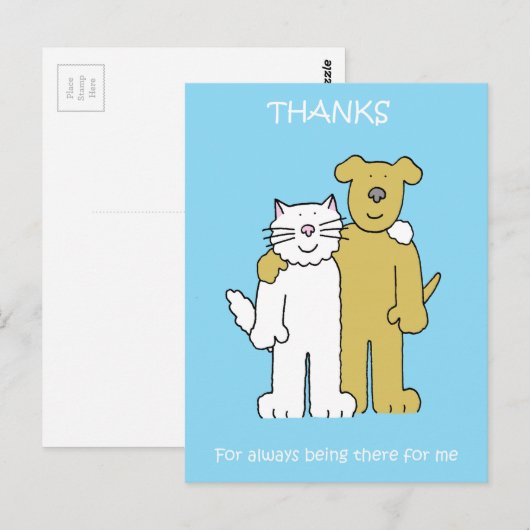 Best Friends Day June 8th Cartoon Cat and Dog Briefkaart (Voorkant / Achterkant)