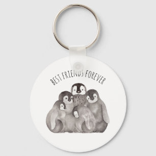 Best Friends Emperor Penguins Waterverf    Sleutelhanger