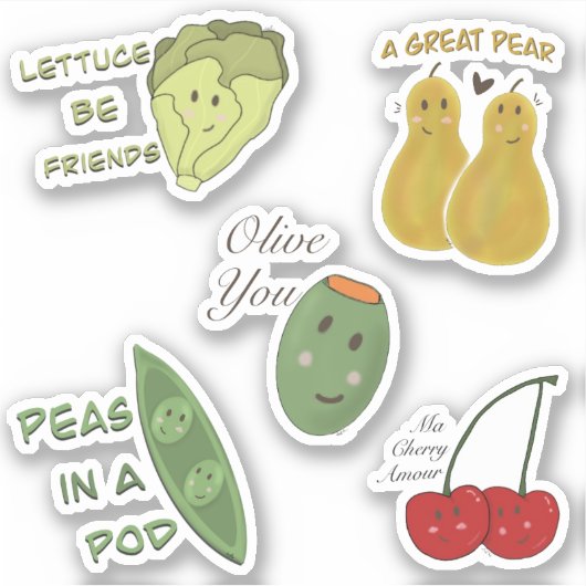 Best Friends Food Pun Sticker Sheet (Voorkant)