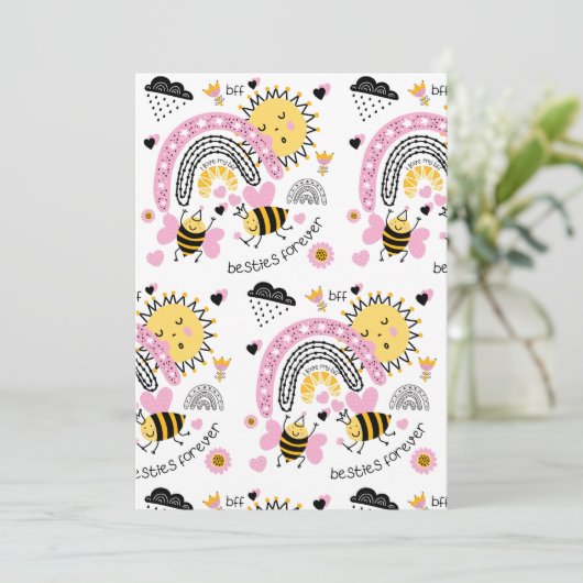 Best Friends for ever Cute BFF Girls Kaart (Staand voorkant)