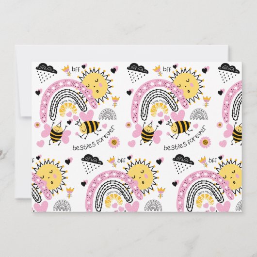 Best Friends for ever Cute BFF Girls Kaart (Achterkant)