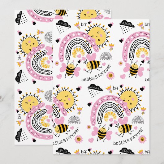 Best Friends for ever Cute BFF Girls Kaart (Voorkant / Achterkant)