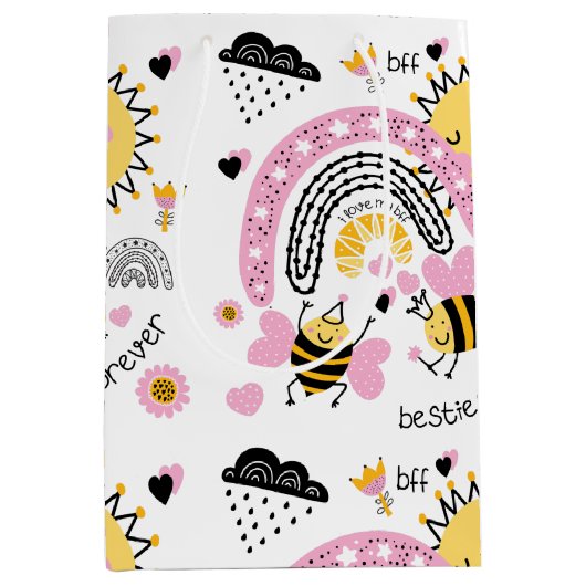 Best Friends for ever Cute BFF Girls Medium Cadeauzakje (Voorkant)