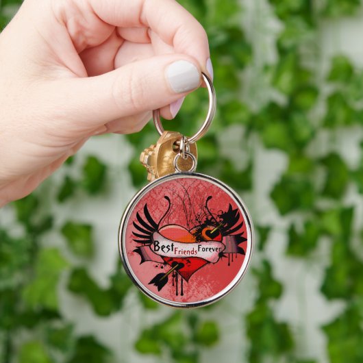 Best Friends for ever Grunge Heart Keychain (Hand)