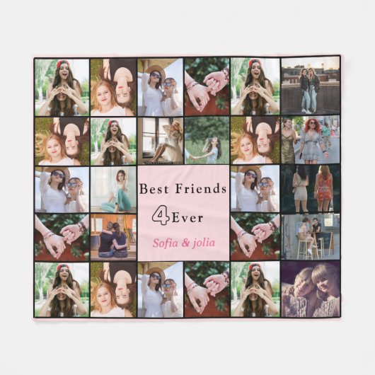 Best Friends Forever – 26 Photo Collage Blanket Fleece Deken (Voorkant (Horizontaal))