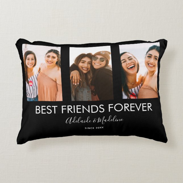 Best Friends Forever 3 Photo Collage Gift Accent Kussen (Voorkant)