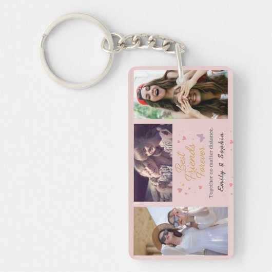 Best Friends Forever – 3 Photo Keychain Gift (Voorkant)