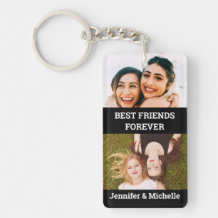 Best Friends Forever 4 Custom Photo and Name black Sleutelhanger