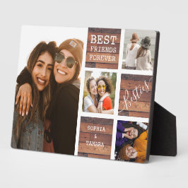 Best Friends Forever 4 Photo Collage Rustic Wood Fotoplaat
