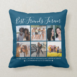 Best Friends Forever 6 Photo Quote Script Blue Kussen