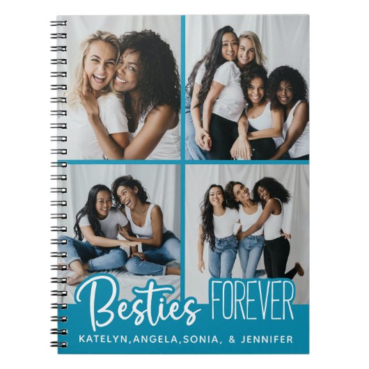 Best Friends Forever Aangepast 4 Foto Collage Notitieboek (Voorkant)
