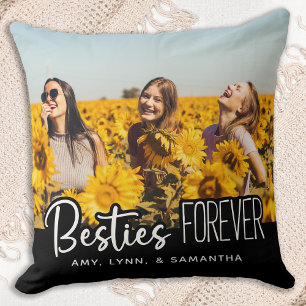 Best Friends Forever Besties Black Foto Kussen