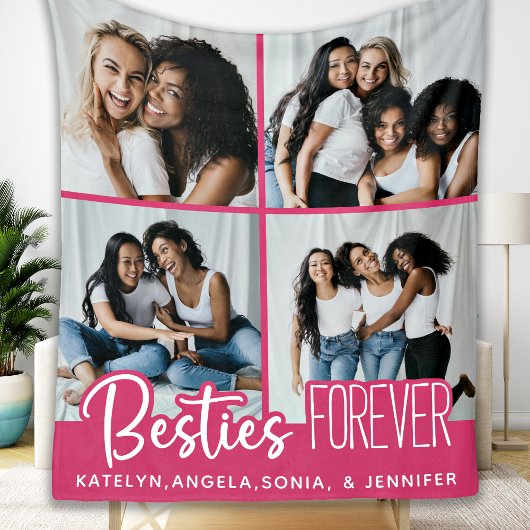 Best Friends Forever BFF Besties 4 Foto Collage Fleece Deken