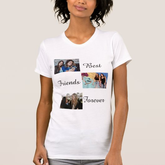 Best Friends Forever BFF Custom 3 Photo Collage T-shirt (Voorkant)