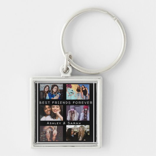 Best Friends Forever BFF Custom 6 Photo Collage Sleutelhanger (Voorkant)