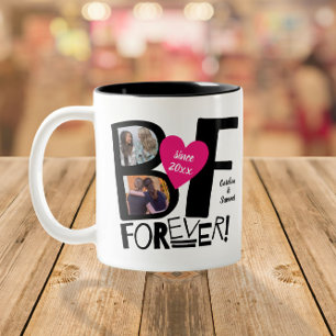 Best Friends Forever BFF Cute Pink Heart 2-foto Tweekleurige Koffiemok
