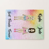 Best Friends Forever Blonde Brunette Color Splash Legpuzzel (Horizontaal)