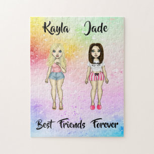 Best Friends Forever Blonde Brunette Color Splash Legpuzzel