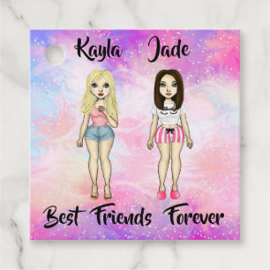 Best Friends Forever Blonde en Brunette Custom Bedankjes Labels