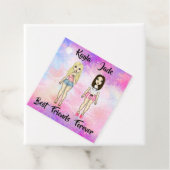 Best Friends Forever Blonde en Brunette Custom Bedankjes Labels (In situ)