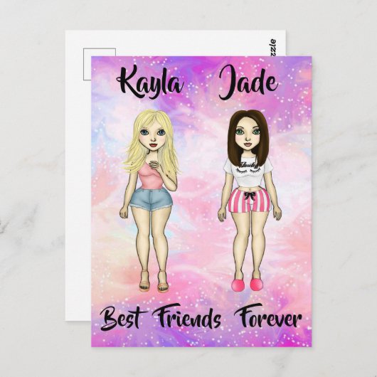Best Friends Forever Blonde en Brunette Custom Briefkaart (Voorkant / Achterkant)