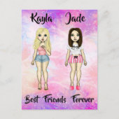 Best Friends Forever Blonde en Brunette Custom Briefkaart (Voorkant)