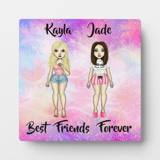 Best Friends Forever Blonde en Brunette Custom Fotoplaat (Voorkant)