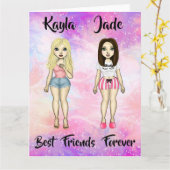 Best Friends Forever Blonde en Brunette Custom Kaart (Gele Bloem)
