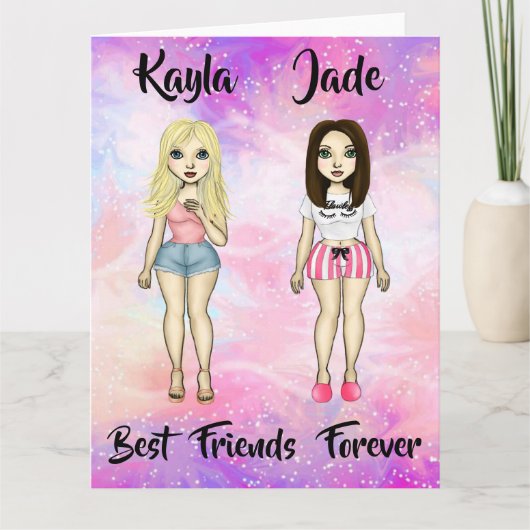 Best Friends Forever Blonde en Brunette Custom Kaart (Voorkant)