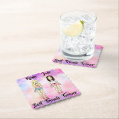 Best Friends Forever Blonde en Brunette Custom Kartonnen Onderzetters (Insitu)