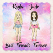 Best Friends Forever Blonde en Brunette Custom Kartonnen Onderzetters (Voorkant)